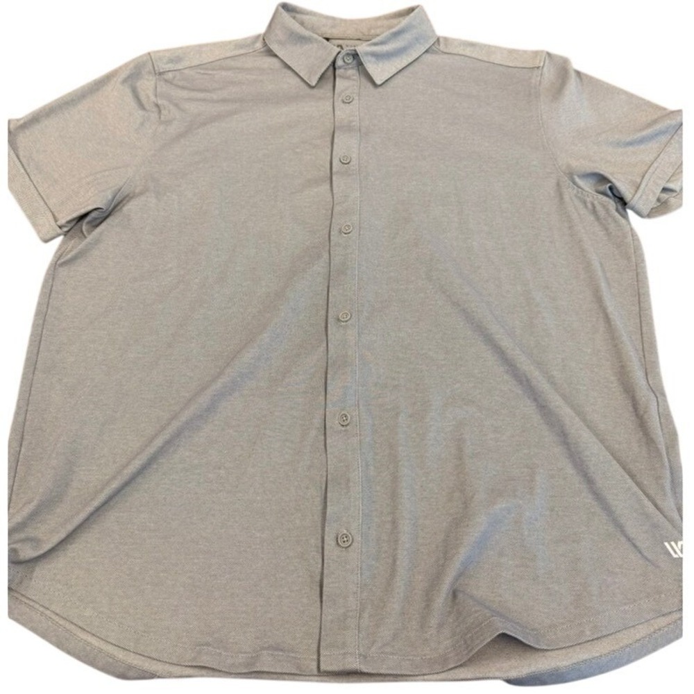 VRST Mens Short Sleeve Button Down Shirt Grey Stretch Performance XL